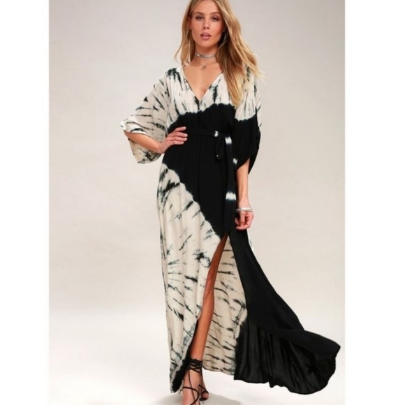 Japna Dresses & Skirts - Japna 100% Rayon Tie Dye Kimono Style Maxi Dress Size Medium